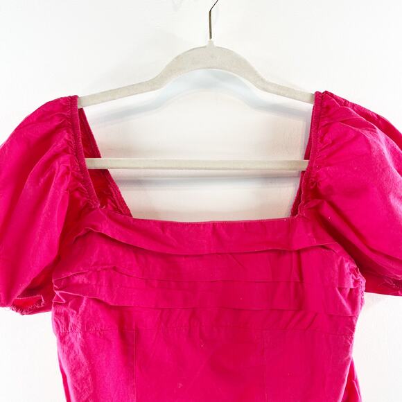 Sim & Sam Squareneck Short Puff Sleeve Crop Top Pink Small - Picture 4 of 8